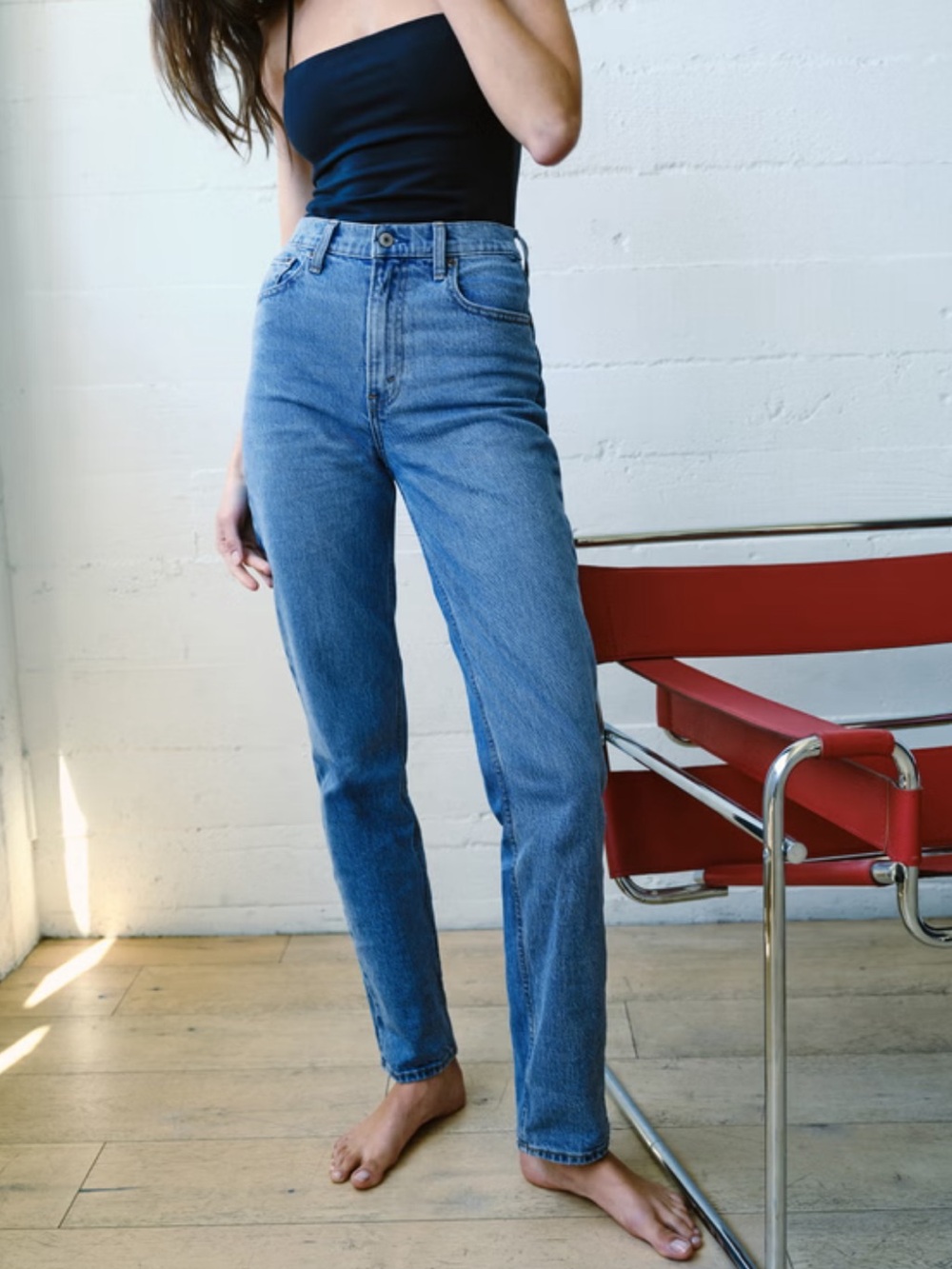 A&F Vintage Straight High Rise Denim